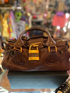 Chloe Brown Leather Satchel with Gold Hardware